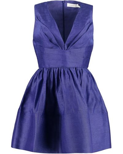 Zimmermann Tama Linen And Silk Dress - Blue