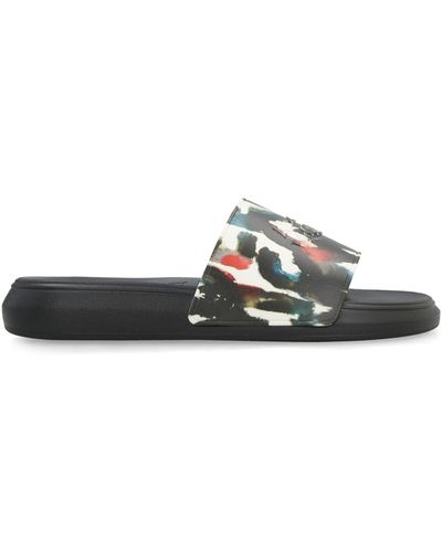 Alexander McQueen Slides in gomma stampate - Nero