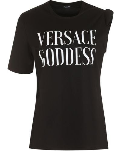 Versace T-shirt in cotone con stampa - Nero