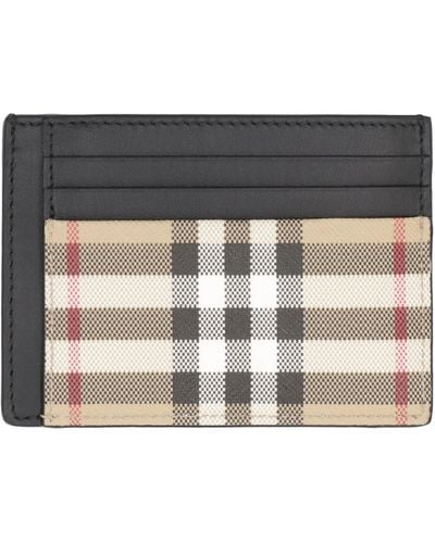 Burberry Checked Motif Card Holder - Grey