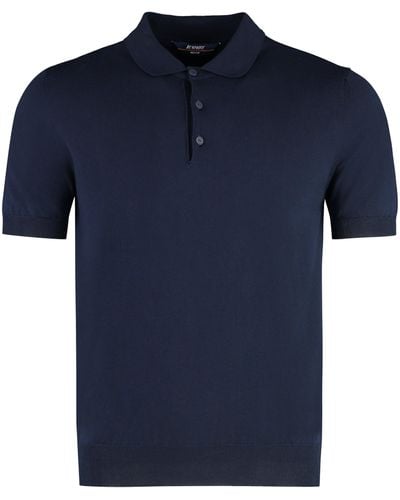 K-Way Pleyne Knitted Cotton Polo Shirt - Blue
