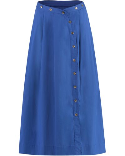 Pinko Ecuba Cotton Midi Skirt - Blue