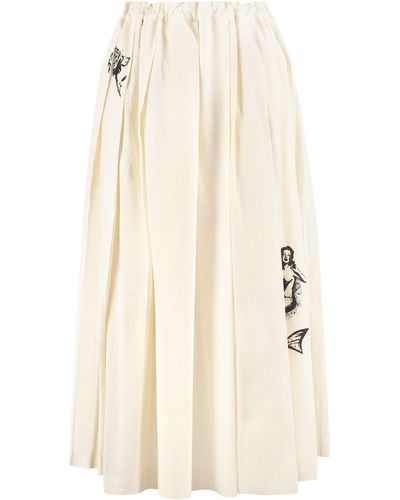 Prada Printed Cotton Midi Skirt - Natural