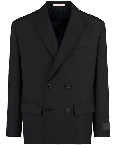 Valentino Double-breasted Wool Blazer - Black