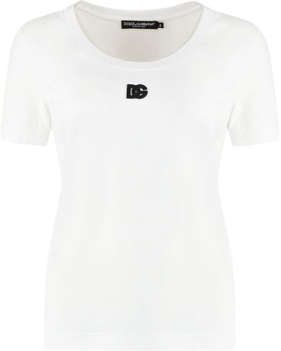 Dolce & Gabbana T-shirt in jersey con logo DG - Bianco