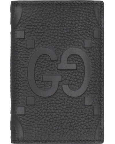 Gucci Pebbled Calfskin Card Holder - Gray