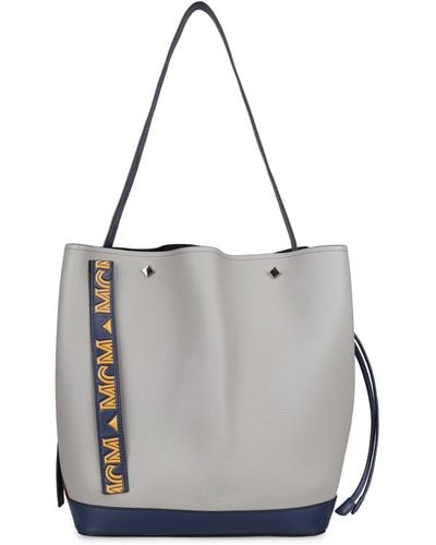 MCM Milano Drawstring Medium Bucket Bag - Grey
