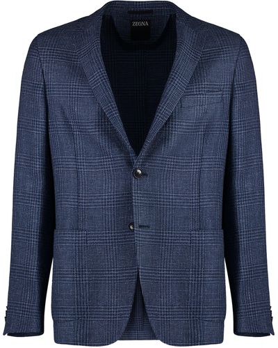 Zegna Single-breasted Two-button Blazer - Blue