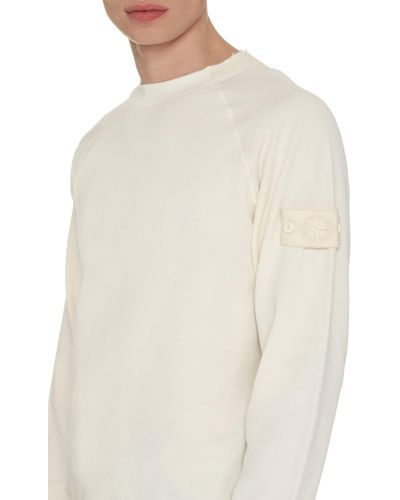 Stone Island Cotton Crew-Neck Sweatshirt - White