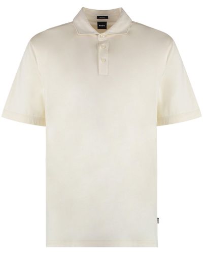BOSS Blend Cotton Polo Shirt - White