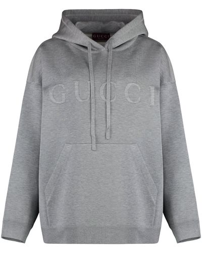 Gucci Felpa in maglia con cappuccio - Grigio