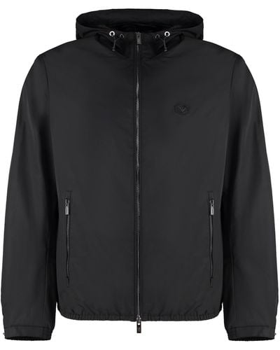 Emporio Armani Hooded Nylon Jacket - Black