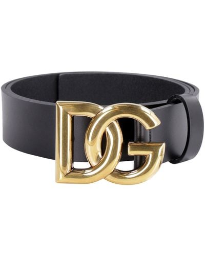 Dolce & Gabbana Cintura in pelle con fibbia DG - Grigio