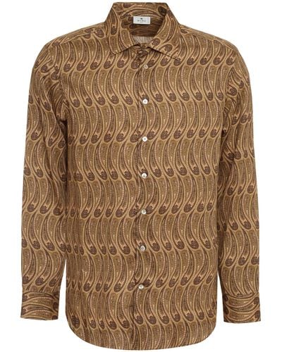 Etro Printed Cotton Shirt - Brown
