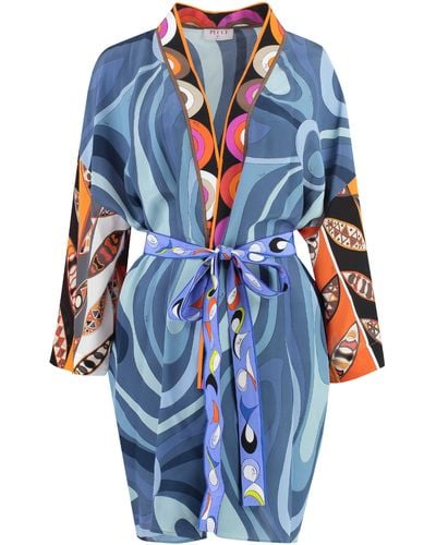 Emilio Pucci Printed Silk Night Gown - Blue