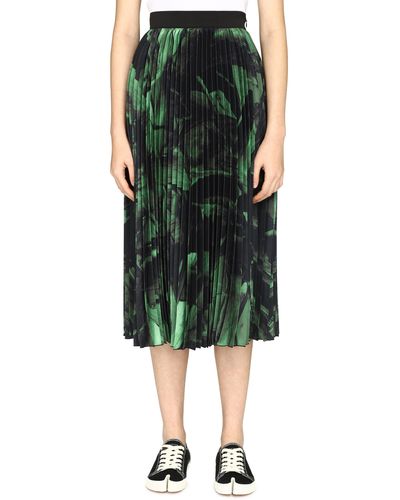 Off-White c/o Virgil Abloh Rose Print Pleated Skirt - Green