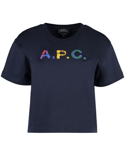 A.P.C. T-shirt Val in cotone con logo - Blu