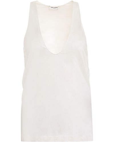 Saint Laurent Top in viscosa - Bianco