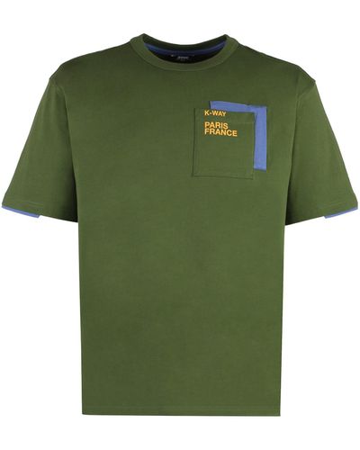 K-Way T-shirt girocollo Fantome in cotone - Verde