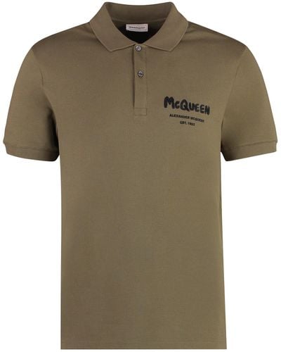 Alexander McQueen Cotton-piqué Polo Shirt - Green