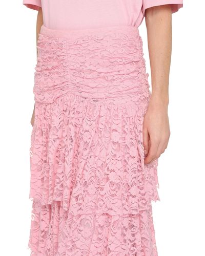 LoveShackFancy Marsala Lace Skirt - Pink