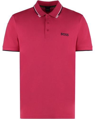 BOSS Stretch Cotton Piqué Polo Shirt - Red