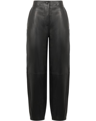 Yves Salomon Leather Trousers - Black
