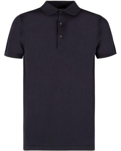 Aspesi Buttoned Short-sleeved Polo Shirt - Blue