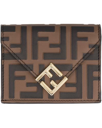 Fendi Ff Diamonds Leather Wallet - Brown