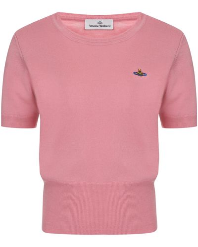 Vivienne Westwood T-shirt Bea in maglia con logo - Rosa