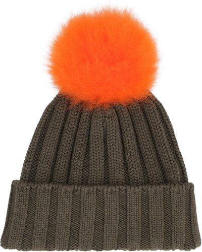 Woolrich Cappello in lana tricot con pom-pon - Arancione