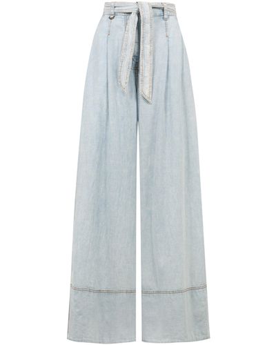 Zimmermann High-rise Cotton Trousers - Blue
