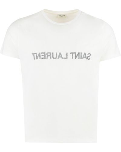 Saint Laurent T-shirt girocollo in cotone - Bianco