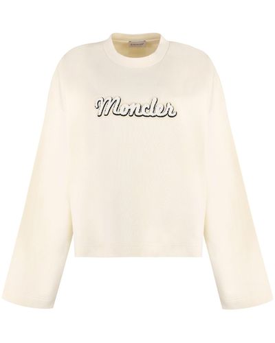 Moncler Logo Detail Cotton Sweatshirt - Natural