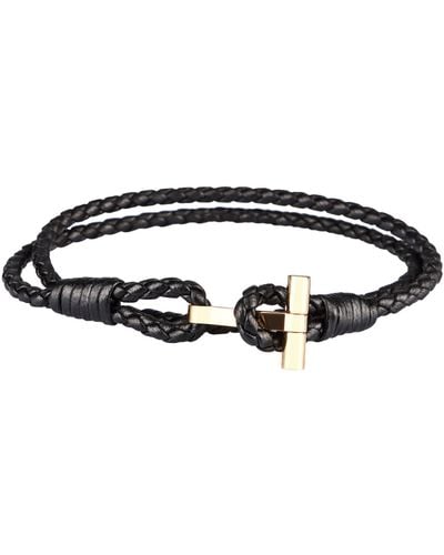 Tom Ford T Leather Bracelet - Black