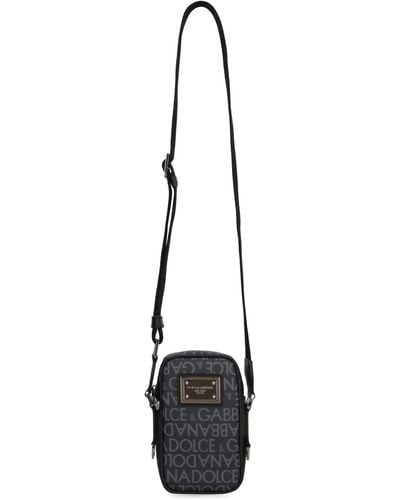 Dolce & Gabbana Borsa Piccola A Tracolla In Jacquard Spalmato - Grigio