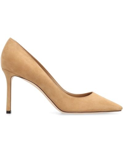 Jimmy Choo Romy 85 Suede Court Shoes - Natural