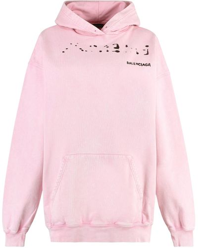 Balenciaga Logo Print Hoodie Sweatshirt - Pink