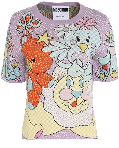 Moschino Cartoon-pattern Crewneck Knitted Top - Multicolor