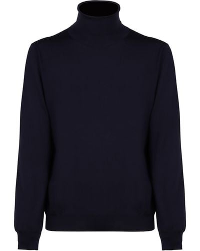 Kiton Wool Turtleneck Sweater - Blue