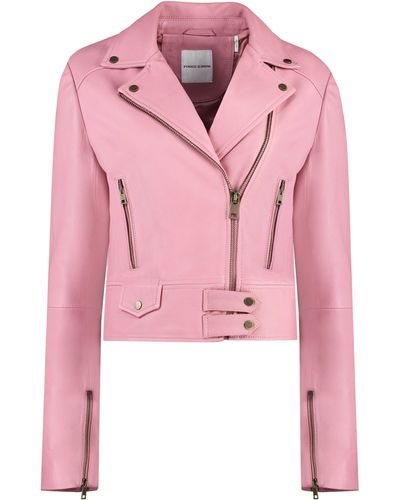 Pinko Giacca biker Sensibile in pelle - Rosa