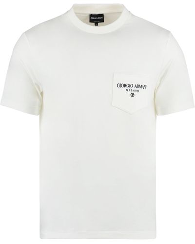 Giorgio Armani T-shirt in cotone con logo - Bianco