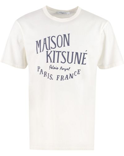 Maison Kitsuné T-shirt Palais Royal in cotone con logo - Bianco