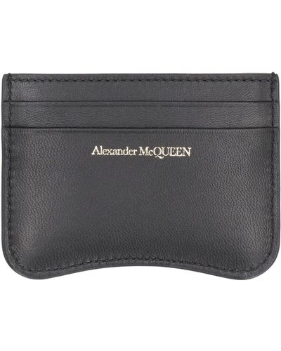 Alexander McQueen Portacarte Seal in pelle - Grigio