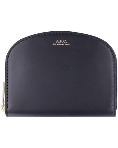 A.P.C. Small Leather Flap-over Wallet - Blue