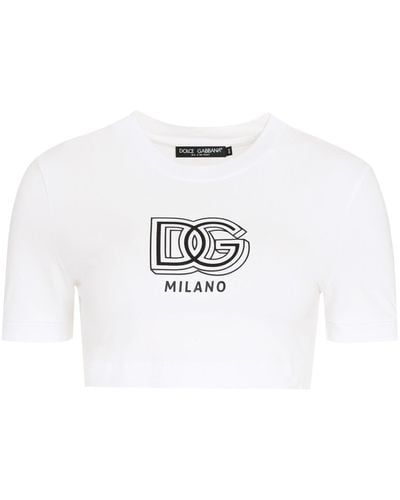 Dolce & Gabbana Crop-Top With Logo - White