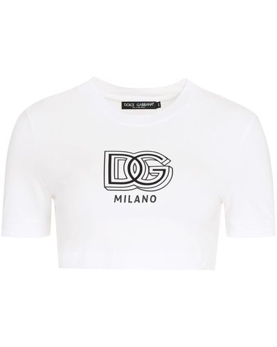 Dolce & Gabbana Crop top con logo - Bianco