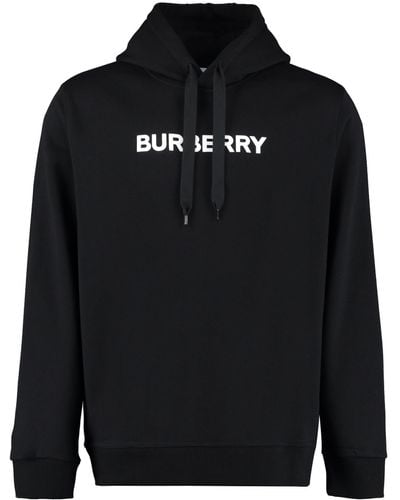 Burberry Felpa in jersey di cotone con cappuccio e logo stampato Ansdell - Nero