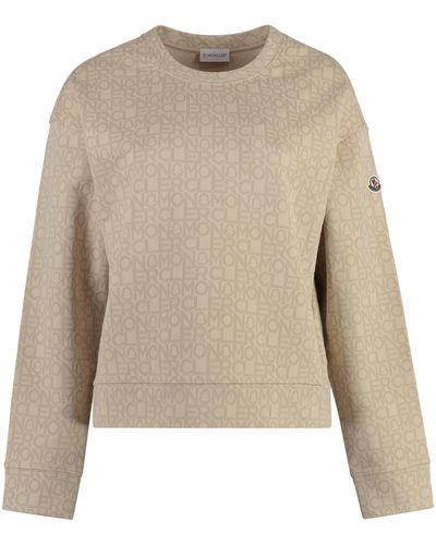 Moncler Cotton Crew-neck Sweatshirt - Natural