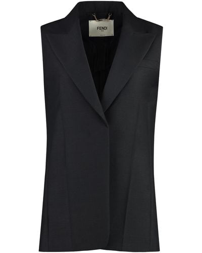Fendi Mohair And Wool Vest - Black